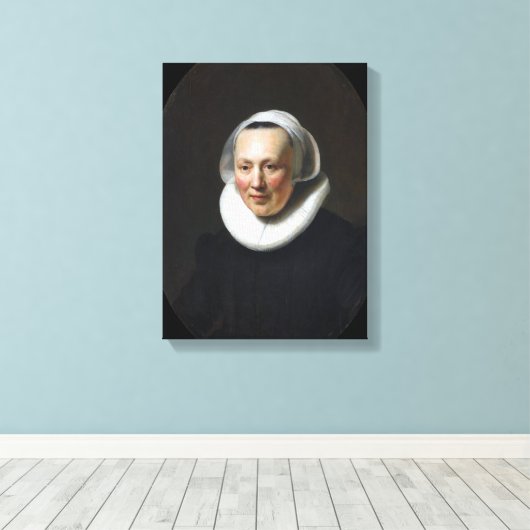 Rembrandt Portret van een vrouw Canvas Afdruk (Insitu (Houten vloer))