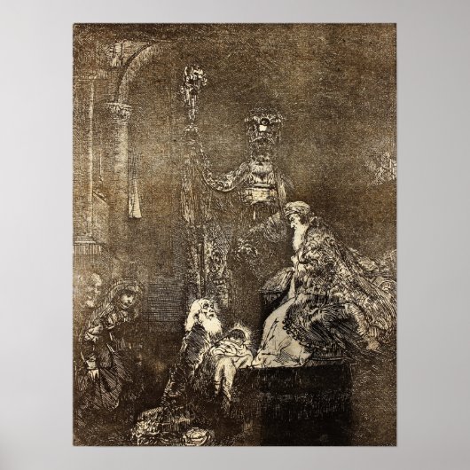 Rembrandt - presentatie in de tempel op donkere wi poster (Voorkant)