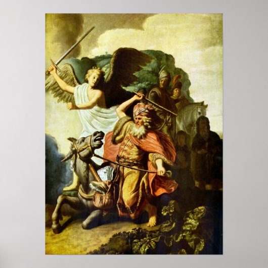 Rembrandt - Profeet Balaam en de ezel Poster (Voorkant)