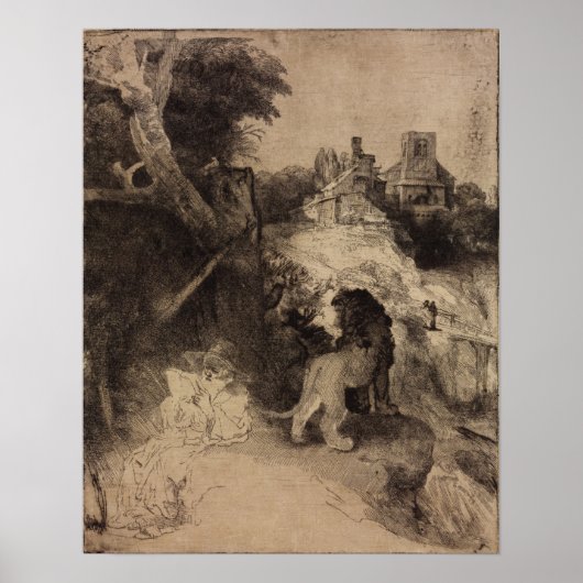 Rembrandt - Saint Jerome in het Italiaanse landsch Poster (Voorkant)