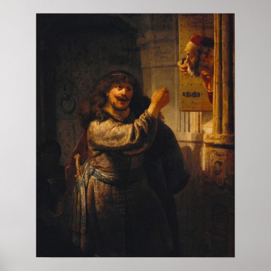 Rembrandt - Samson bedreigde zijn schoonvader Poster (Voorkant)