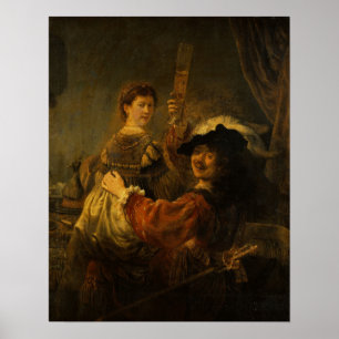 Rembrandt - Saskia en kunstenaar in scène van de V Poster