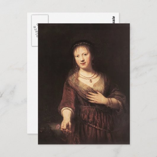 Rembrandt-Saskia met een rode ventilator Briefkaart (Voorkant / Achterkant)