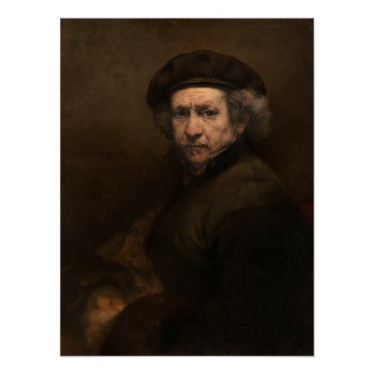 Rembrandt Self-Portrait met Beret Glossy Poster (Voorkant)