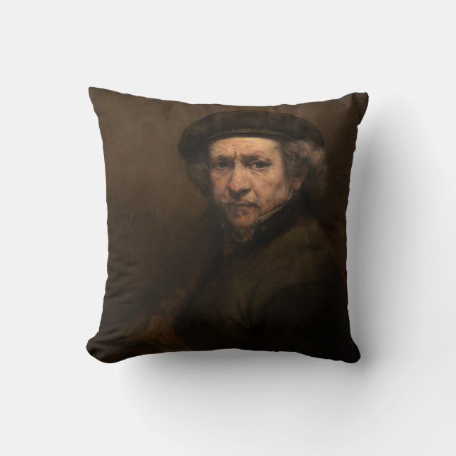 Rembrandt Self-Portrait met Beret Kussen (Voorkant)