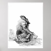 Rembrandt Self Portret Etching Poster (Voorkant)
