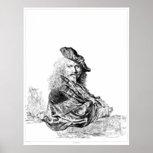 Rembrandt Self Portret Etching Poster