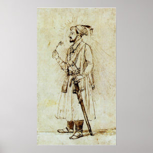Rembrandt - Shah Jahan Met Een Bloem & Zwaard Poster