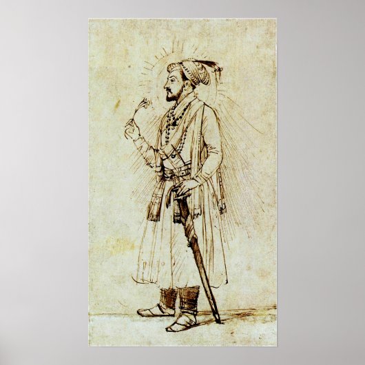 Rembrandt - Shah Jahan met een ventilator en zwaar Poster (Voorkant)