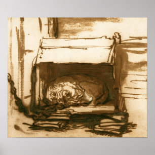 Rembrandt - Slapende Waakhond Poster
