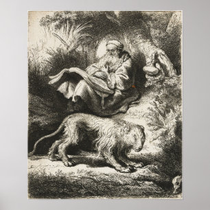 Rembrandt - St. Hieronymus lezend 1634 Poster
