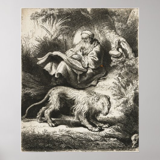 Rembrandt - St. Hieronymus lezend 1634 Poster (Voorkant)