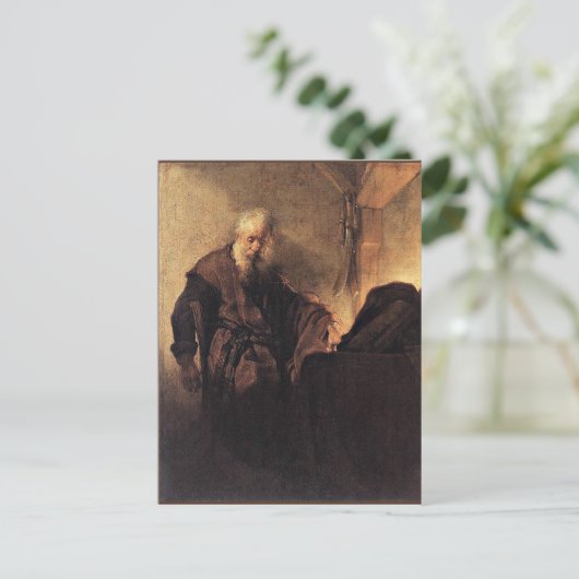 Rembrandt - St. Paulus aan zijn schrijftafel Briefkaart (Staand voorkant)