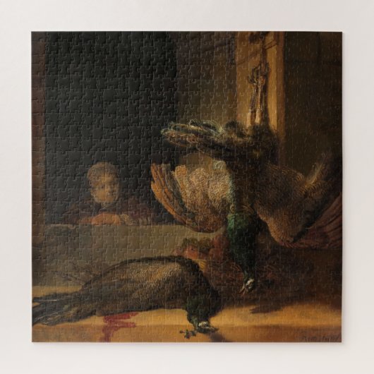Rembrandt, stilstaand leven met voetgangers - fijn legpuzzel (Verticaal)