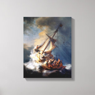 Rembrandt Storm op het Meer van Galilea Canvas Afdruk