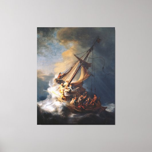 Rembrandt Storm Zee van het Schilderen van Galilea Canvas Afdruk (Voorkant)