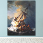 Rembrandt Storm Zee van het Schilderen van Galilea Canvas Afdruk (Insitu (Houten vloer))