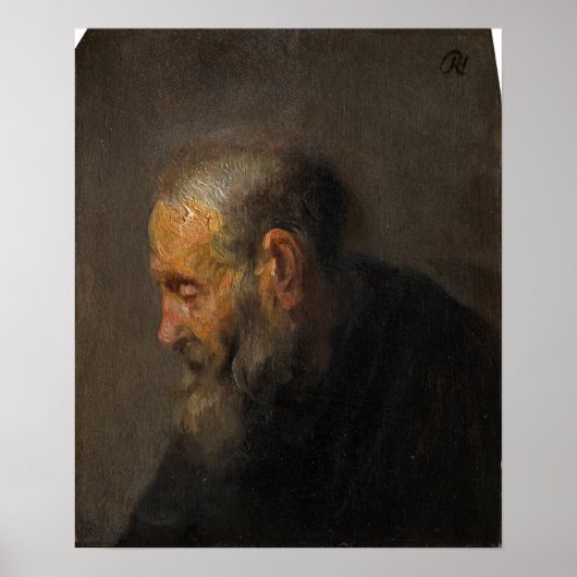Rembrandt - Studie van oude man in profiel Poster (Voorkant)