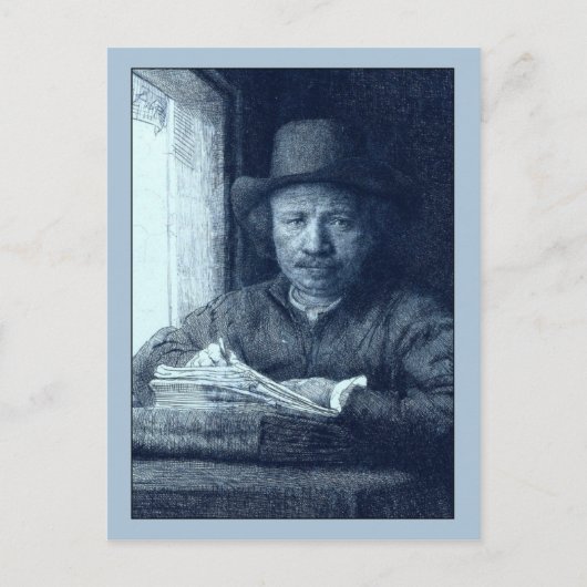 Rembrandt Tekening in een venster Briefkaart (Voorkant)