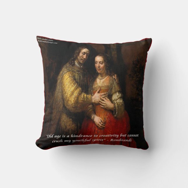 Rembrandt "The Jewish Bride" & Aging Quote Pillow Kussen (Voorkant)