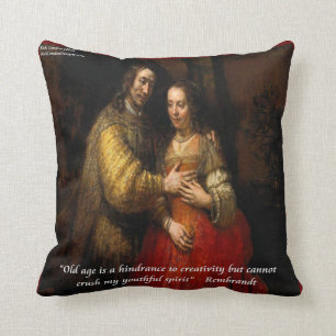 Rembrandt "The Jewish Bride" & Aging Quote Pillow Kussen