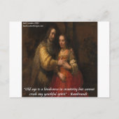 Rembrandt "The Jewish Bride" & Quote van het oude  Briefkaart (Voorkant)