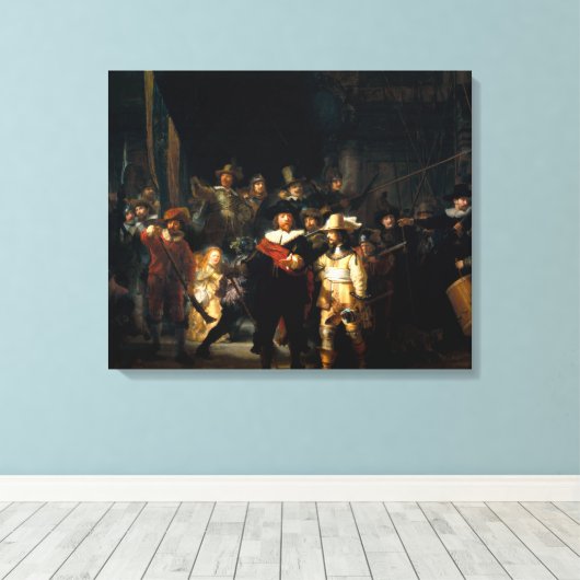 Rembrandt The Night Watch Canvas Afdruk (Insitu (Houten vloer))