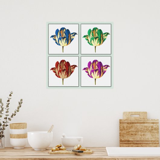 Rembrandt Tulip Pop Art Poster Print (Keuken)