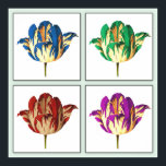 Rembrandt Tulip Pop Art Poster Print<br><div class="desc">Een mooie en kleurrijke pop-kunst weergave van een glorieuze Rembrandt tulp in vier kleuren.</div>