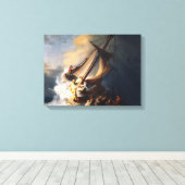 Rembrandt van Rijn Christus in het Storm Zee Galil Canvas Afdruk (Insitu (Houten vloer))