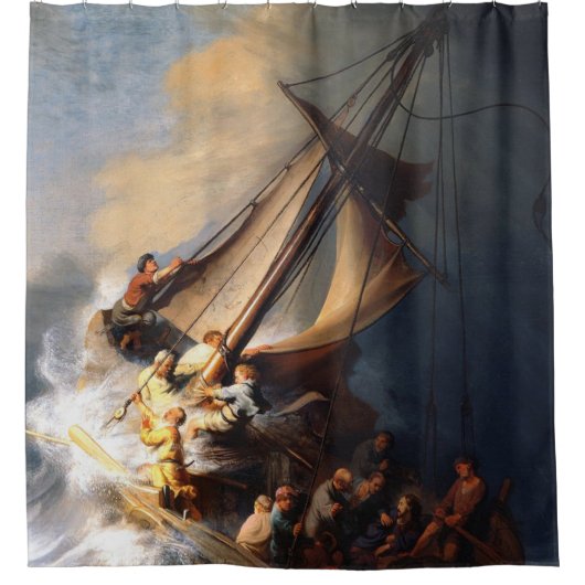 Rembrandt van Rijn Christus in het Storm Zee Galil Douchegordijn (Voorkant)