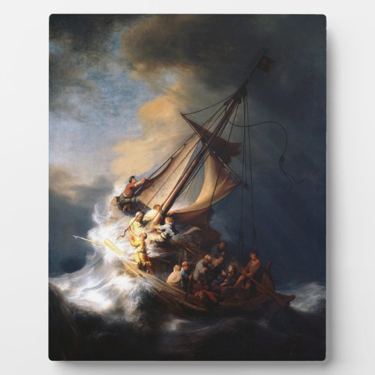 Rembrandt van Rijn Christus in het Storm Zee Galil Fotoplaat (Voorkant)