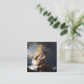 Rembrandt van Rijn Christus in het Storm Zee Galil Vierkante Visitekaartje (Staand voorkant)