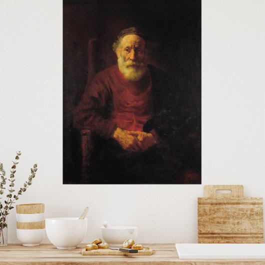 Rembrandt Van Rijn, een oud Man in het rood Poster (Keuken)