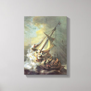 Rembrandt van Rijn - Storm op het Zee van Galilea Canvas Afdruk