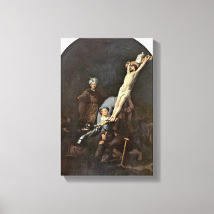 Rembrandt van Rijn - The Raising of the Cross Canvas Afdruk