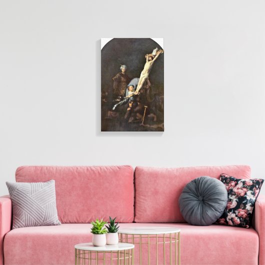 Rembrandt van Rijn - The Raising of the Cross Canvas Afdruk (Insitu (Woonkamer))
