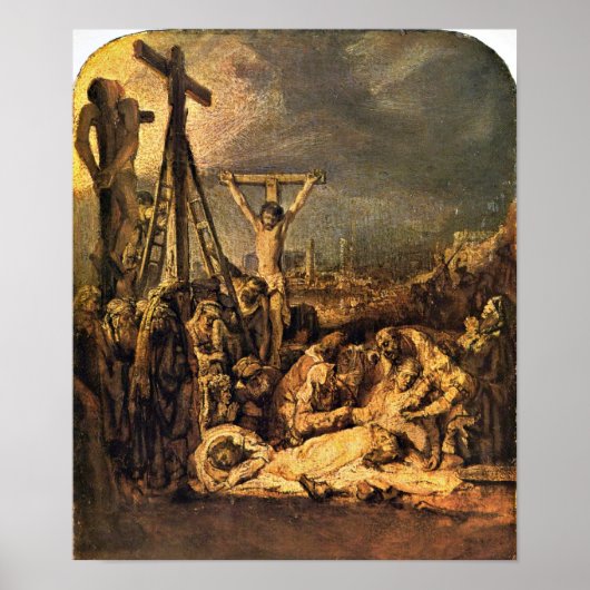 Rembrandt van Rijn - The Raising of the Cross Poster (Voorkant)