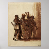 Rembrandt - vier muzikanten met windinstrumenten poster (Voorkant)