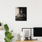 Rembrandt - zelf-portret die bij Venster trekt Poster (Thuiskantoor)