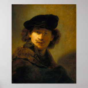 Rembrandt - Zelfportret met fluwelen baret Poster
