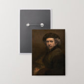 Rembrandt Zelfportret: Nederlandse Gouden Eeuw sch Button (Voorkant / Achterkant)
