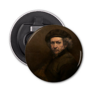 Rembrandt Zelfportret: Nederlandse Gouden Eeuw sch Button Flesopener