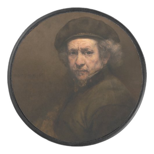 Rembrandt Zelfportret: Nederlandse Gouden Eeuw sch Hockey Puck (Voorkant)