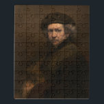 Rembrandt Zelfportret: Nederlandse Gouden Eeuw sch Puzzel<br><div class="desc">Rembrandt van Rijn, de gerenommeerde Nederlandse meester, creëerde gedurende zijn carrière talloze zelfportretten en bood een fascinerende blik in zijn artistieke evolutie en emotionele landschap. Deze zelfportretten, vaak geschilderd met een unieke mix van realisme en introspectie, zijn iconische kunstwerken geworden. - Een van zijn meest gevierde zelfportretten, met een donkerbruine...</div>