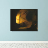 Rembrandt's Filosoof in Meditation Canvas Afdruk (Insitu (Houten vloer))