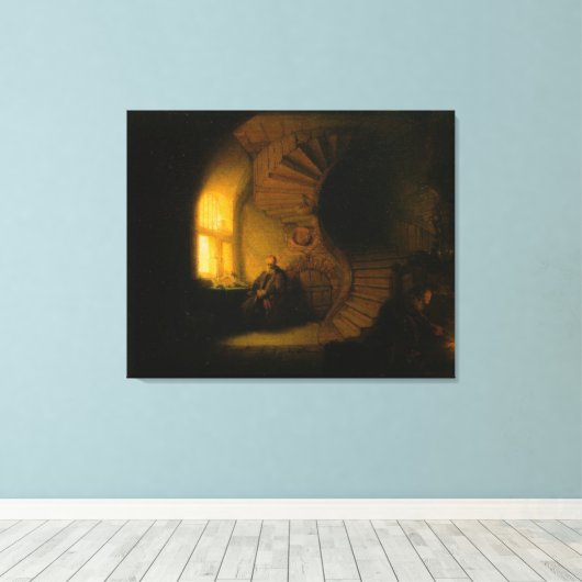 Rembrandt's Filosoof in Meditation Canvas Afdruk (Insitu (Houten vloer))