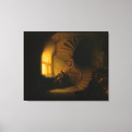 Rembrandt's Filosoof in Meditation Canvas Afdruk (Voorkant)