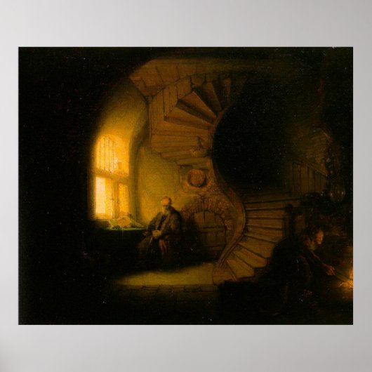Rembrandt's Filosoof in Meditation Poster (Voorkant)