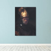 Rembrandt's Man in een gouden helm Canvas Afdruk (Insitu (Houten vloer))